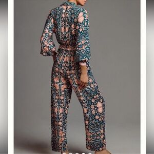 NWOT💐Anthropologie x Especia Floral Tie Adriana Jumpsuit XL Green